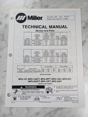 Miller Weder Service Technical Manual Parts Mps-10T Aft 20Ft At T Tm-730 1996