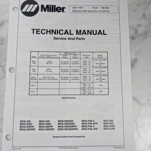 Miller Weder Service Technical Manual Parts List Mog-300 400 Rgc Tm-806 1997