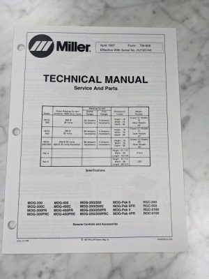 Miller Weder Service Technical Manual Parts List Mog-300 400 Rgc Tm-806 1997
