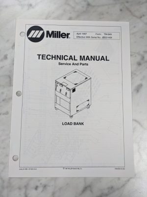 Miller Weder Service Technical Manual Parts List Book Load Bank Tm-849 1997