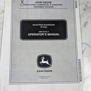 John Deere Operator Service Manual Quick Hitch Snowblower 47” Omm145749