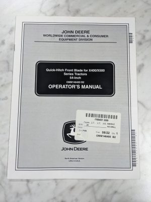 John Deere Operator Service Manual 54” Front Blade X400 X500 Tractors Omm146400