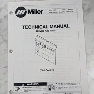 Miller Weder Service Technical Manual Parts List Book Cv-2 Control Tm-880 1997
