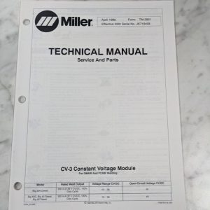 Miller Weder Service Technical Manual Parts List Book Cv-3 Tm-2801 1995