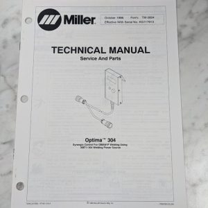 Miller Weder Service Technical Manual Parts List Optima 304 Tm-2804 1996