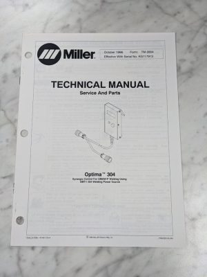Miller Weder Service Technical Manual Parts List Optima 304 Tm-2804 1996