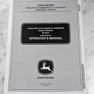 John Deere Operator Service Manual 54” Quick Hitch X400/X500 Tractor Omm146400