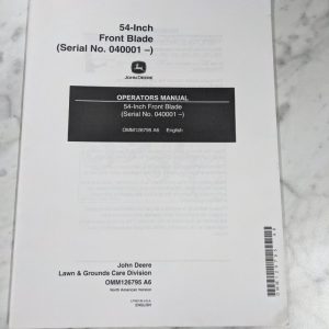 John Deere Operator Service Manual 54” Front Blade Attachment Omm126795