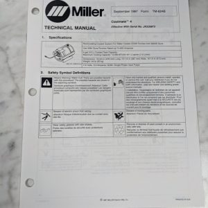 Miller Weder Service Technical Manual Parts List Coolmate 4 Tm-624B 1997
