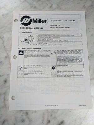 Miller Weder Service Technical Manual Parts List Coolmate 4 Tm-624B 1997