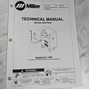 Miller Weder Service Technical Manual Parts List Spectrum 1500 Tm-205 1996