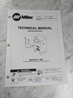 Miller Weder Service Technical Manual Parts List Spectrum 1500 Tm-205 1996