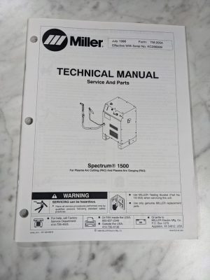 Miller Weder Service Technical Manual Parts List Spectrum 1500 Tm-205A 1996