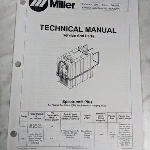 Miller Weder Service Technical Manual Parts List Spectrum Plus Tm-219 1996