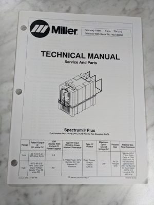 Miller Weder Service Technical Manual Parts List Spectrum Plus Tm-219 1996