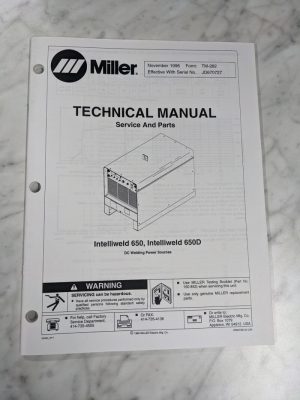 Miller Weder Service Technical Manual Parts List Intelliweld 650D Tm-282 1996