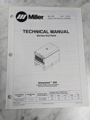 Miller Weder Service Technical Manual Parts List Dimension 650 Tm-276 1995