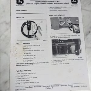 John Deere Operator Installation Instruction Manual Angling Kit M146467 2001