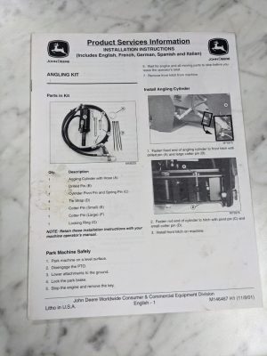 John Deere Operator Installation Instruction Manual Angling Kit M146467 2001