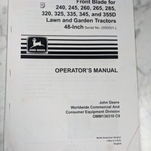 John Deere Operator Service Manual Front Blade Lawn Garden Tractor Omm136310
