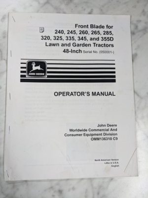 John Deere Operator Service Manual Front Blade Lawn Garden Tractor Omm136310