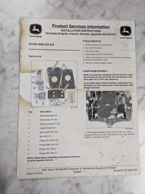 John Deere Operator Installation Instruction Manual Click And Go Kit M146075