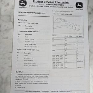 John Deere Operator Installation Instruction Manual Hp Power Flow Chute M153507