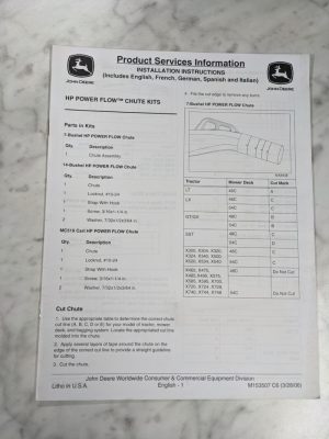 John Deere Operator Installation Instruction Manual Hp Power Flow Chute M153507