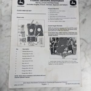 John Deere Operator Installation Instruction Manual Click And Go Kit M146075 H2