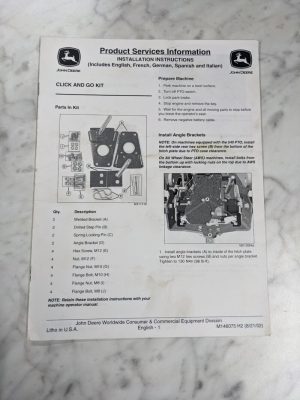John Deere Operator Installation Instruction Manual Click And Go Kit M146075 H2