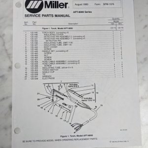 Miller Welder Service Parts List Manual Catalog Apt-8000 Apm-1575 1993