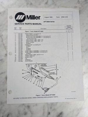 Miller Welder Service Parts List Manual Catalog Apt-8000 Apm-1575 1993