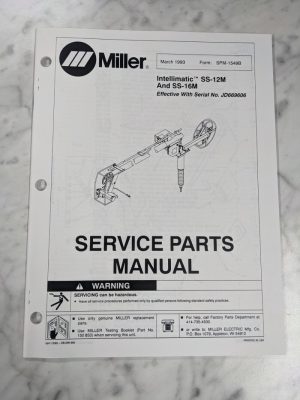 Miller Welder Service Parts List Manual Catalog Intellimatic Ss-12M Spm-1549B