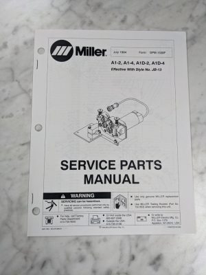 Miller Welder Service Parts List Manual Catalog A1-2 4 A1D Spm-1538F 1994