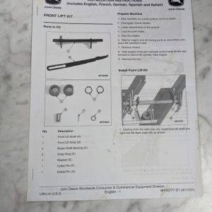 John Deere Operator Installation Instruction Manual Front Lift Kit M145777