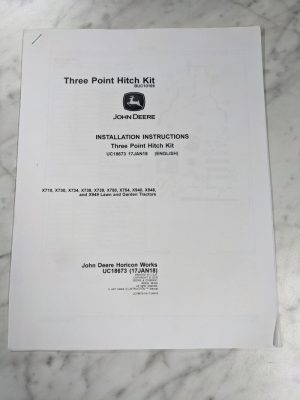 John Deere Operator Installation Instruction Manual 3 Point Hitch Kit Uc18673