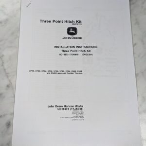 John Deere Operator Installation Instruction Manual 3 Pnt Hitch Kit Uc18673 2018