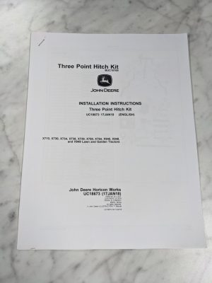 John Deere Operator Installation Instruction Manual 3 Pnt Hitch Kit Uc18673 2018