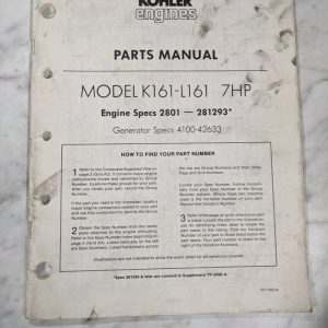 Kohler Engine Parts List Book Manual Catalog K161-L161 7Hp Tp-1053-A 1983