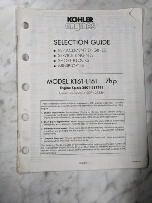 Kohler Engine Selection Guide Replacement Service Short Mini Blocks K161-L161