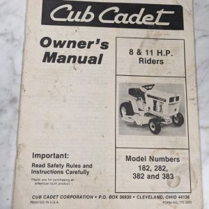 Cub Cadet Owners Operator Manual Tractors 182 282 382 383 8 & 11 Hp 772-3223