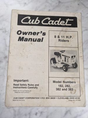 Cub Cadet Owners Operator Manual Tractors 182 282 382 383 8 & 11 Hp 772-3223