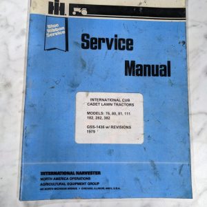 International Service Manual Cub Cadet Tractor 76 80 81 111 182 282 382 Gss-1436