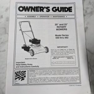 Owner'S Guide Assembly Operation Parts Manual 22” 20” Rotary Mowers 030-062