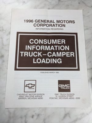 Gmc Truck 1996 General Motors Consumer Information Camper Loading Manual