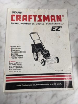Sears Craftsman 917.386153 Owner'S Manual Ez3 Parts List Service Operation 1996
