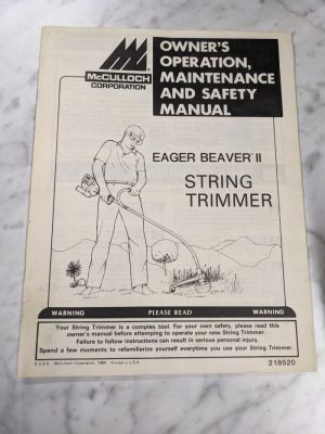 Mcculloch Owner Operator Service Manual Eager Beaver Ii 2 String Trimmer 1984