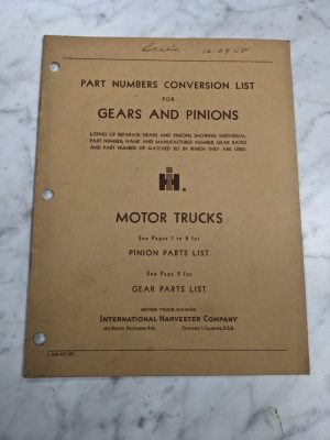 International Ih Trucks Part Number Conversion List Gears Pinions Manual Book