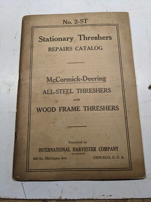 Stationary Threshers Repairs Catalog Mcormic-Deering 1937 2-St Steel & Wood