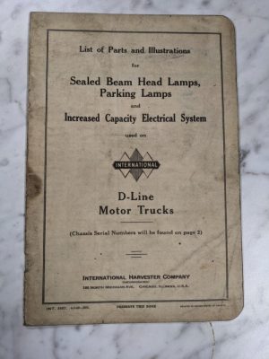 International Ih Trucks D-Line Sealed Beam Head Lamps Parking Parts List Manual